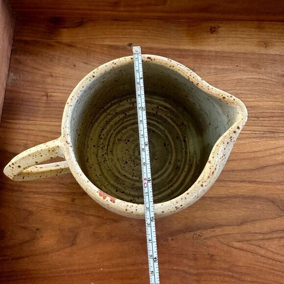 Handmade Glazed Speckled Pitcher Pottery with Handle - Picture 13 of 14